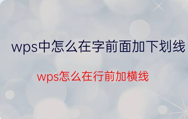 wps中怎么在字前面加下划线 wps怎么在行前加横线？